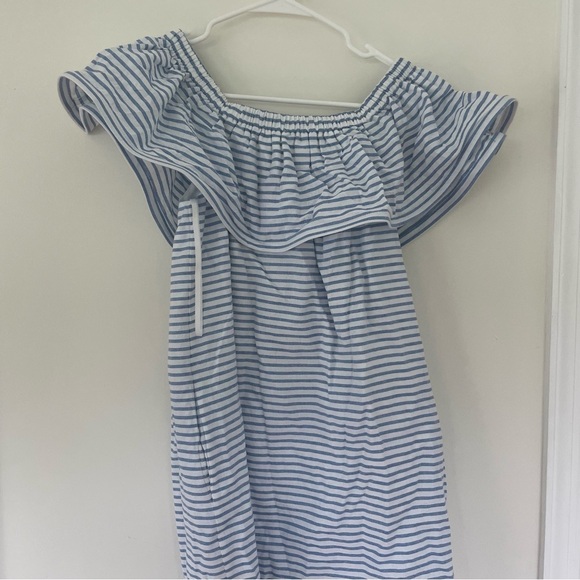 REVOLVE NWT Line & Dot Blue Stripe Lea Dress Off The Shoulder Ruffle Size XS - Picture 10 of 13